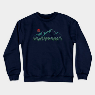green mountain and red moon Crewneck Sweatshirt