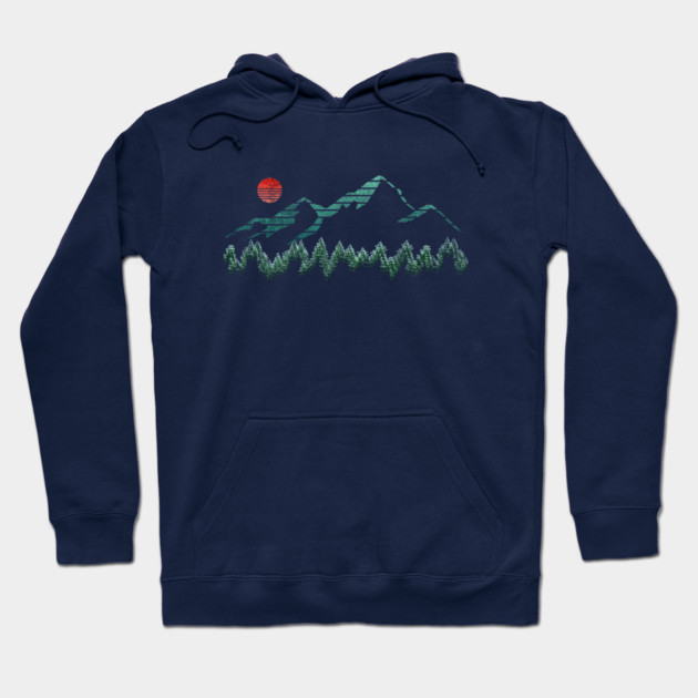 green mountain and red moon Hoodie by pilipsjanuariusArt