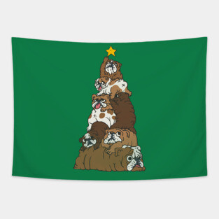 Christmas Tree English Bulldog Tapestry