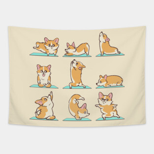 Corgi Yoga Tapestry