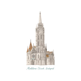 Matthias Church, Budapest - Watercolor T-Shirt