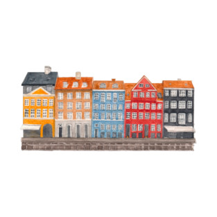 Nyhavn Canal, Copenhagen - Watercolor T-Shirt