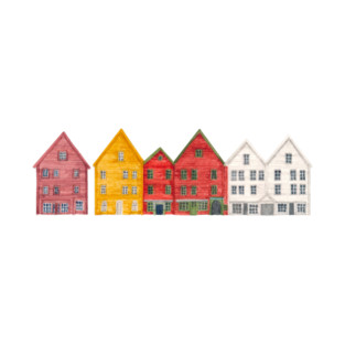 Bryggen, Bergen - Watercolour T-Shirt