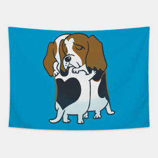 Basset Hound Hugs Tapestry