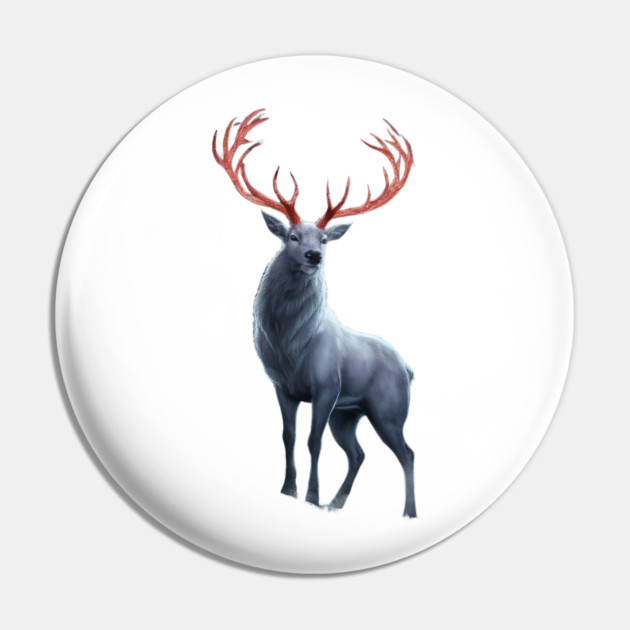 Depicts a Stag with Notably Large and Intricate Antlers Pin by animegirlnft