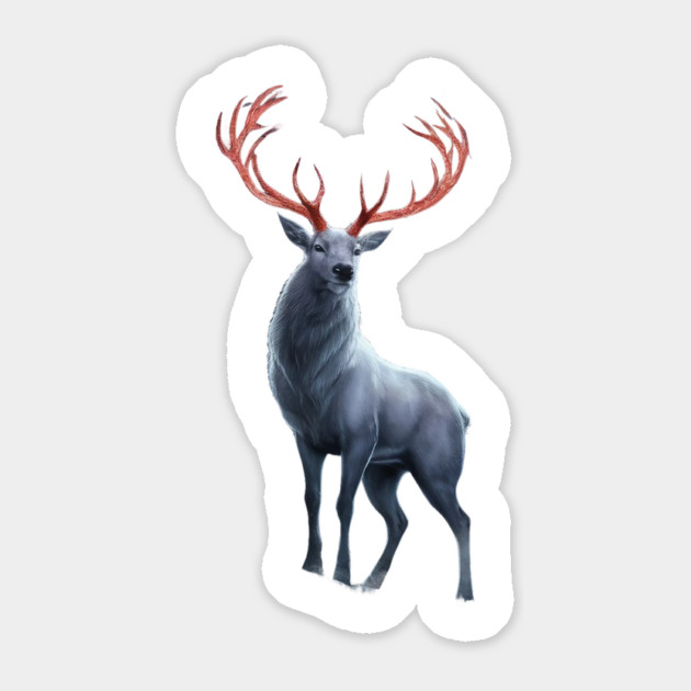 Depicts a Stag with Notably Large and Intricate Antlers Sticker by animegirlnft