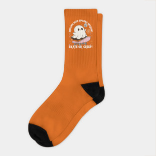 Halloween Skate or Creep Ghost Rolling into Spooky Season Socks