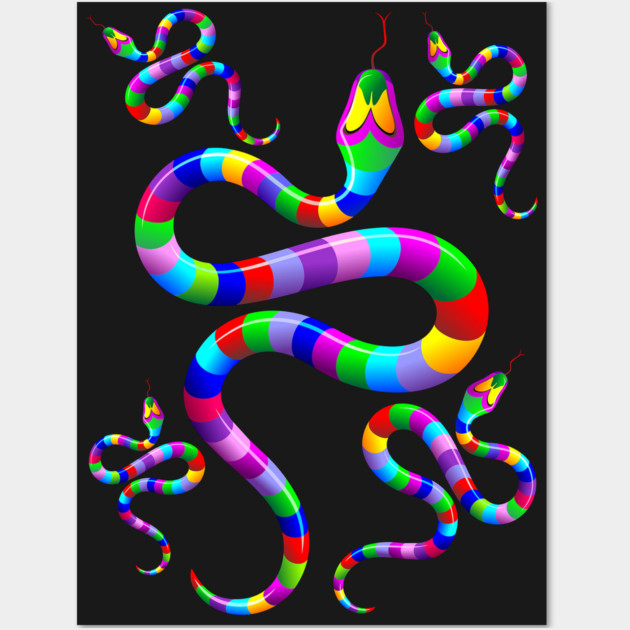 Snake Psychedelic Rainbow Colors - Snake Rainbow - Posters and Art