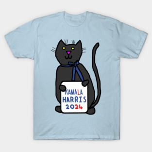 Cute Cat with Kamala Harris 2024 Sign T-Shirt