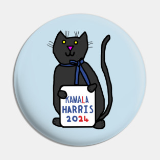 Cute Cat with Kamala Harris 2024 Sign Pin