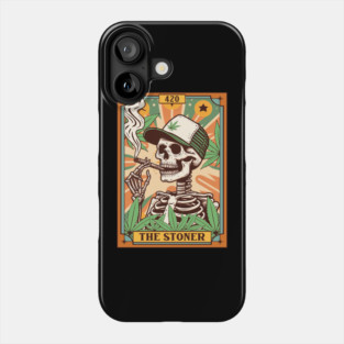 Cannabis Weed Lover Skeleton Smoking The Stonter Tarot Card Phone Case