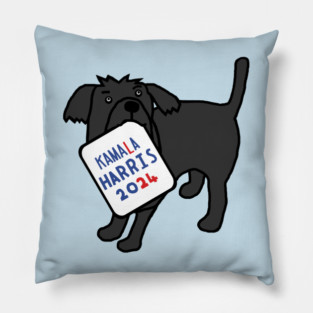 Cute Dog with Kamala Harris 2024 Sign Pillow