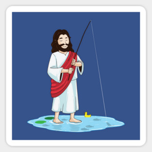 Fishing Jesus Sticker