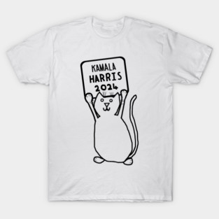 Cute Cat and Kamala Harris 2024 Sign T-Shirt