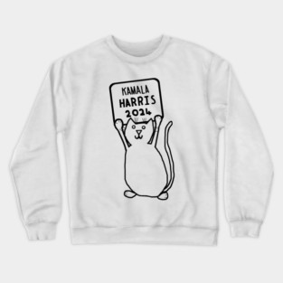 Cute Cat and Kamala Harris 2024 Sign Crewneck Sweatshirt