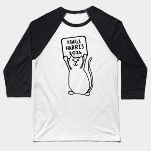 Cute Cat and Kamala Harris 2024 Sign Baseball T-Shirt