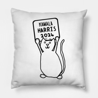Cute Cat and Kamala Harris 2024 Sign Pillow