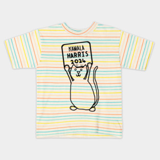 Cute Cat and Kamala Harris 2024 Sign Kids T-Shirt