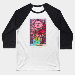 Trippy Sun Tarot Card Baseball T-Shirt