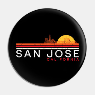 San Jose California Retro Stripes Pin