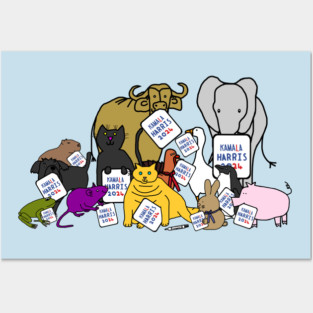 Animals with Kamala Harris Signs Posters and Art