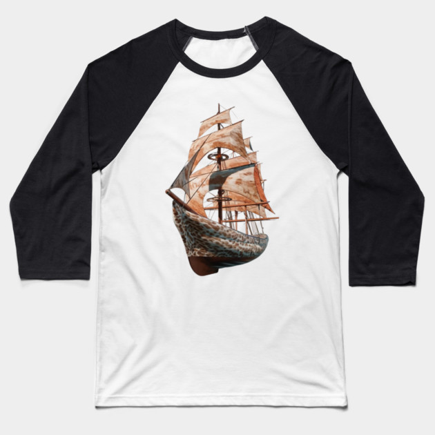 Model of a Tall Ship with Multiple Sails Baseball T-Shirt by animegirlnft