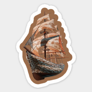 Model of a Tall Ship with Multiple Sails Sticker