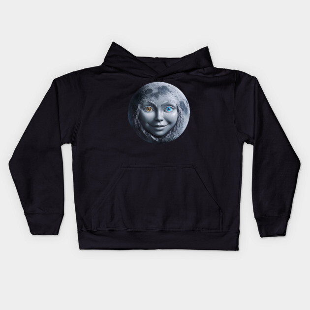 Moon Woman Face Kids Hoodie by animegirlnft