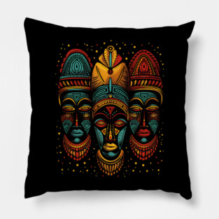 African Masks, African Art Pillow