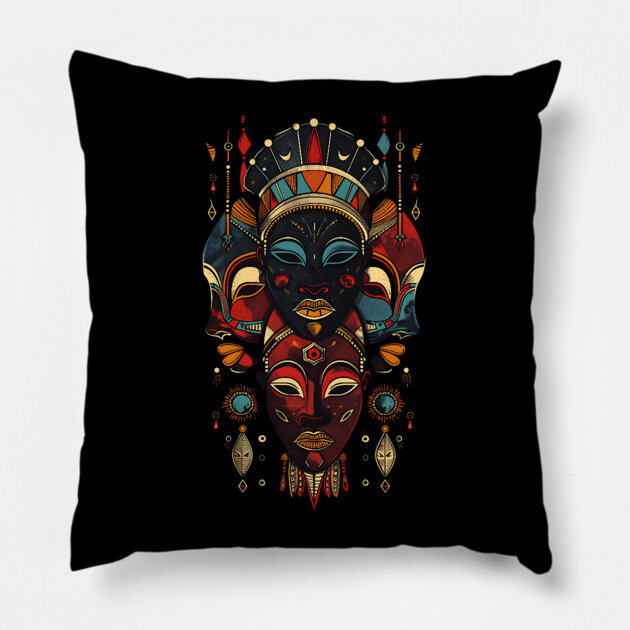 Abstract African Masks, African Art Pillow by UrbanLifeApparel