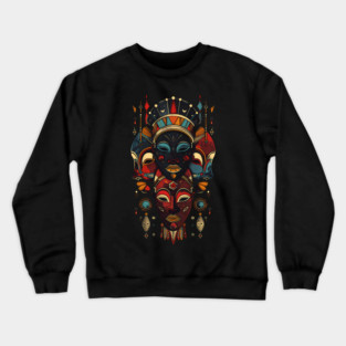 Abstract African Masks, African Art Crewneck Sweatshirt