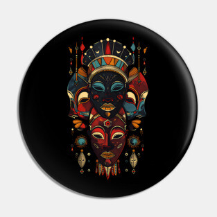Abstract African Masks, African Art Pin