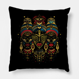Modern African Masks, African Art Pillow