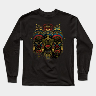 Modern African Masks, African Art Long Sleeve T-Shirt