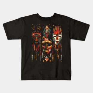 Hanging African Masks, African Art Kids T-Shirt