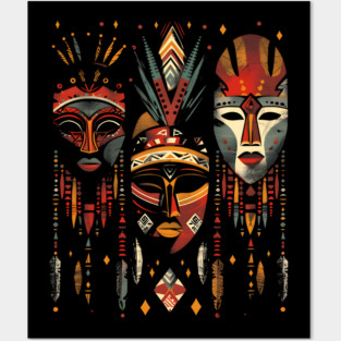 Hanging African Masks, African Art Posters and Art