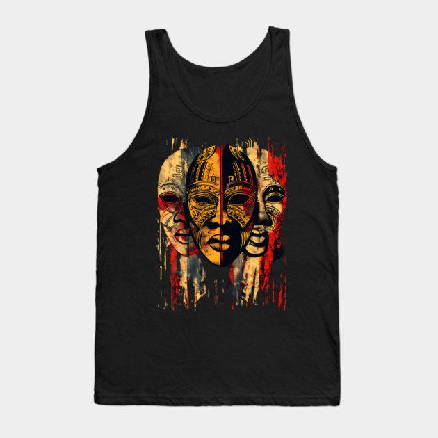 3 faces African Masks, African Art Tank Top by UrbanLifeApparel