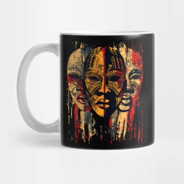 3 faces African Masks, African Art by UrbanLifeApparel