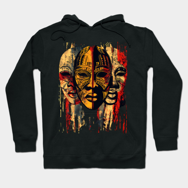 3 faces African Masks, African Art Hoodie by UrbanLifeApparel