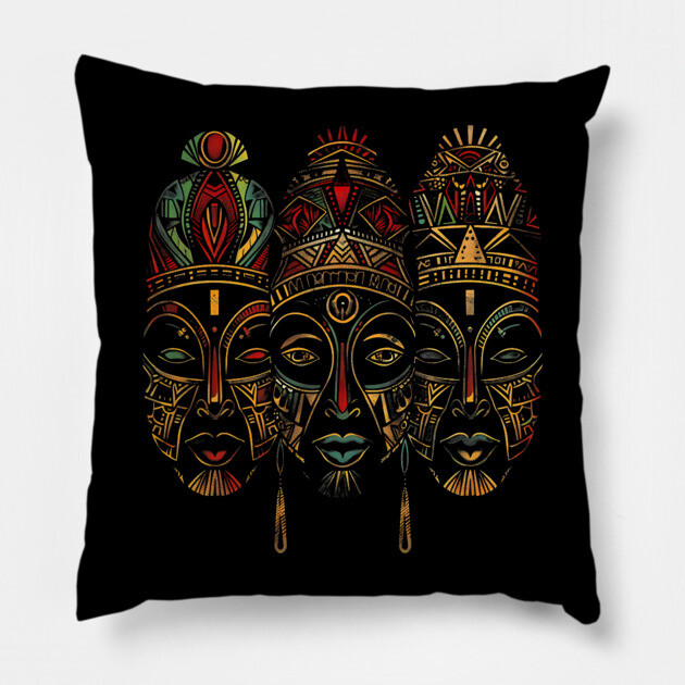 Tribal African Masks, African Art Pillow by UrbanLifeApparel