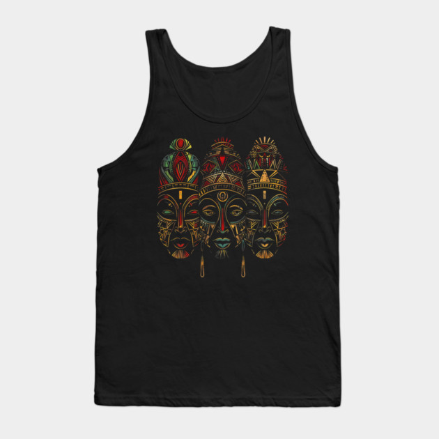 Tribal African Masks, African Art Tank Top by UrbanLifeApparel
