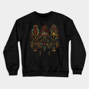 Tribal African Masks, African Art Crewneck Sweatshirt