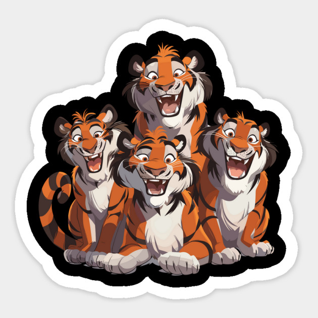 Group of Happy Tigers Smiling at the Viewer Magnet by Vinokurio
