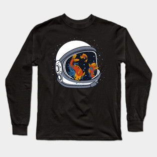 Koi fish in astronaut helmet Long Sleeve T-Shirt