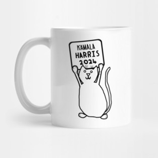 Small Cat and Kamala Harris 2024 Sign Mug