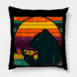Funny Bear Eating Pizza Pillow