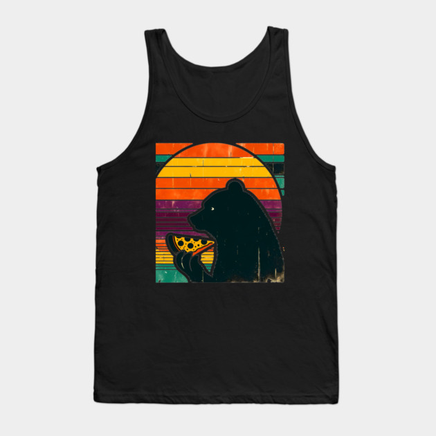 Funny Bear Eating Pizza Tank Top by logiamerch