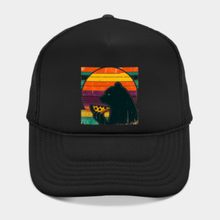 Funny Bear Eating Pizza Hat