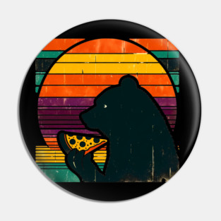 Funny Bear Eating Pizza Pin