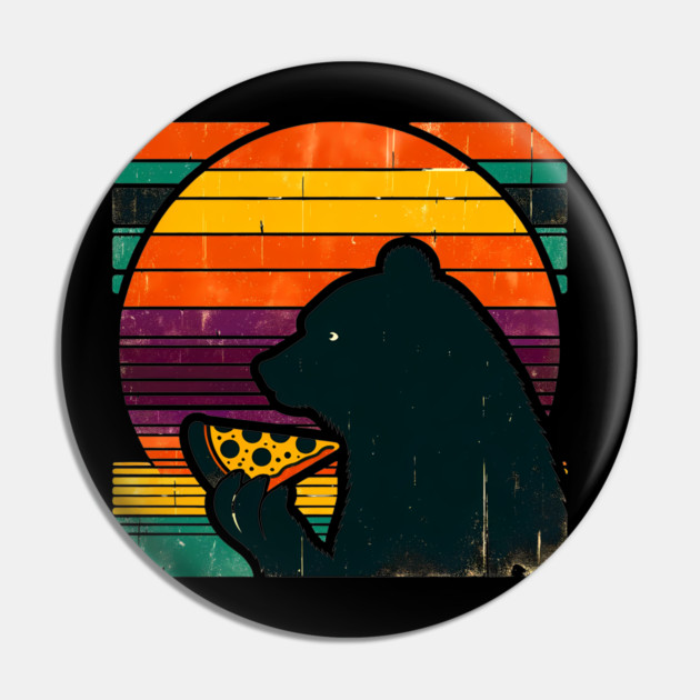 Funny Bear Eating Pizza Pin by logiamerch